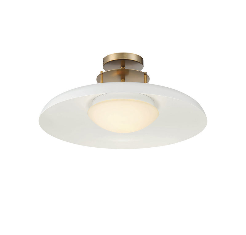 Savoy House 6-1685-1-142 One Light Semi-Flush Mount, White w/Warm Brass (4)