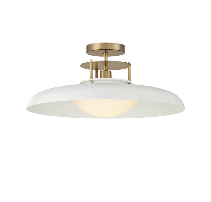 Savoy House 6-1685-1-142 One Light Semi-Flush Mount, White w/Warm Brass (5)