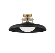 Savoy House 6-1685-1-143 One Light Semi-Flush Mount, Matte Black w/Warm Brass (2)
