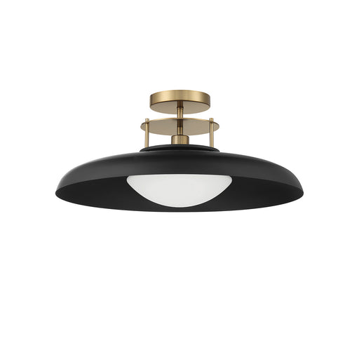 Savoy House 6-1685-1-143 One Light Semi-Flush Mount, Matte Black w/Warm Brass (2)