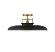 Savoy House 6-1685-1-143 One Light Semi-Flush Mount, Matte Black w/Warm Brass (3)