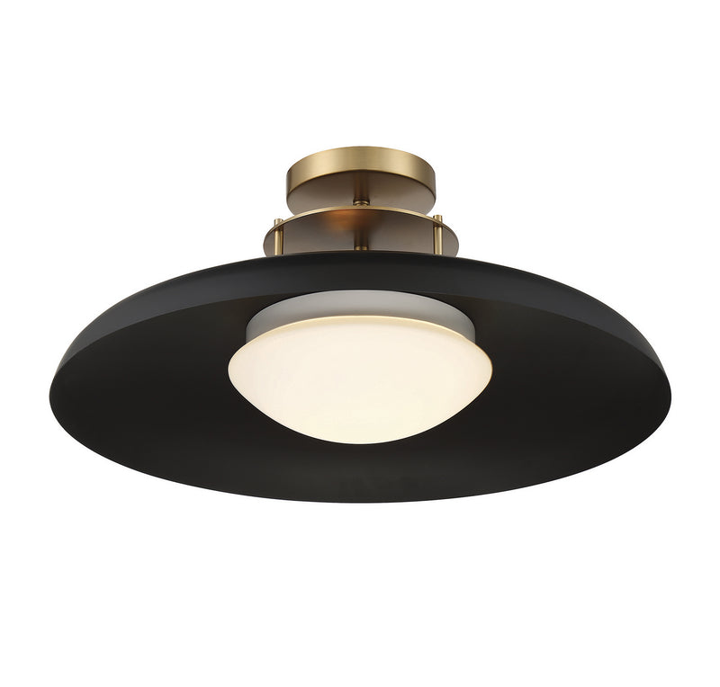 Savoy House 6-1685-1-143 One Light Semi-Flush Mount, Matte Black w/Warm Brass (4)