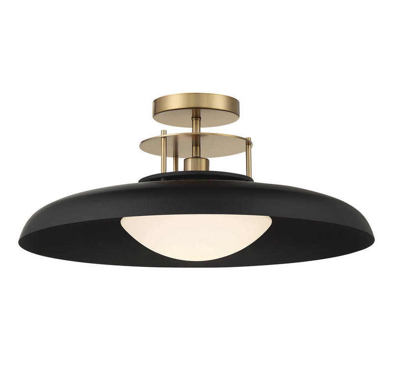 Savoy House 6-1685-1-143 One Light Semi-Flush Mount, Matte Black w/Warm Brass (5)