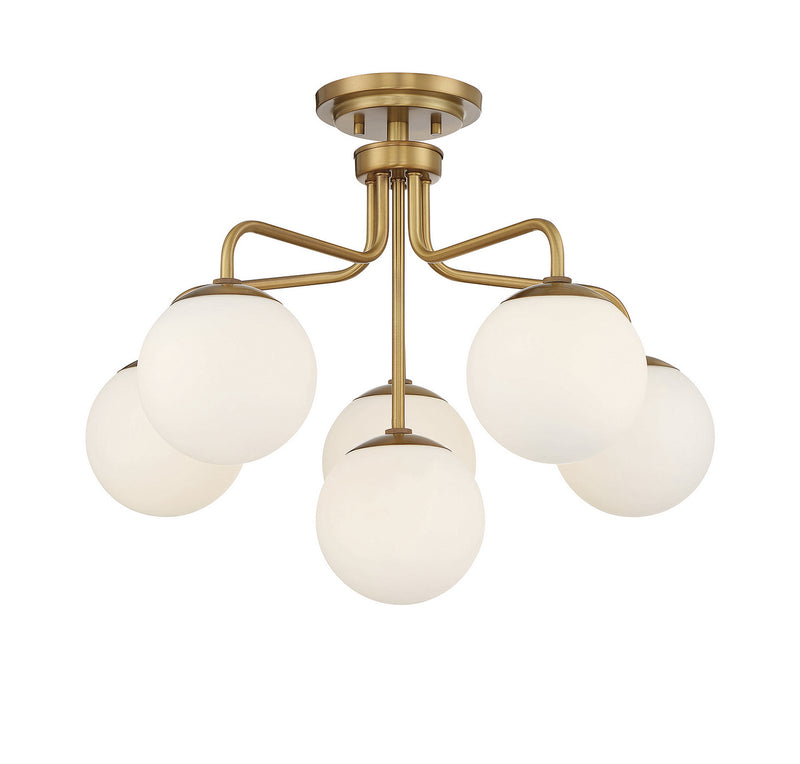 Savoy House 6-1950-6-322 Six Light Semi-Flush Mount, Warm Brass (3)