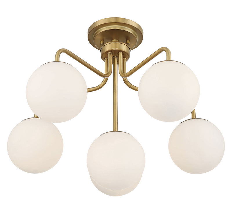 Savoy House 6-1950-6-322 Six Light Semi-Flush Mount, Warm Brass (4)