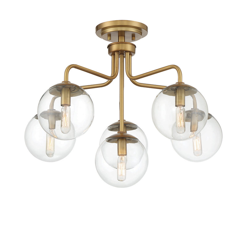 Savoy House 6-1951-6-322 Six Light Semi-Flush Mount, Warm Brass (3)