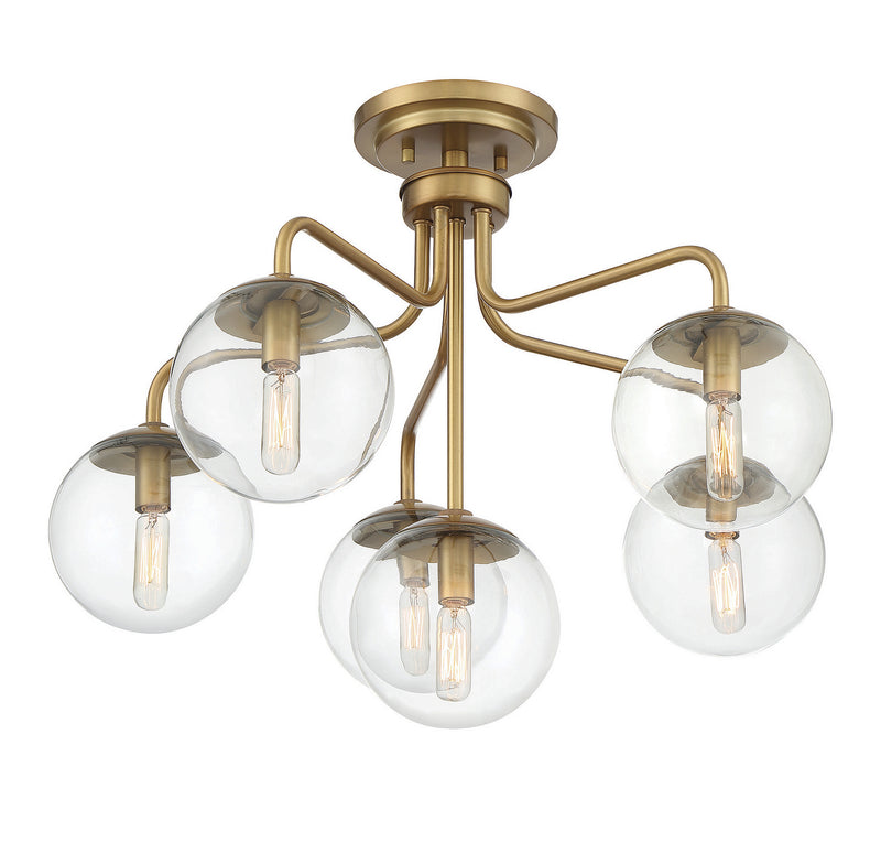 Savoy House 6-1951-6-322 Six Light Semi-Flush Mount, Warm Brass (5)