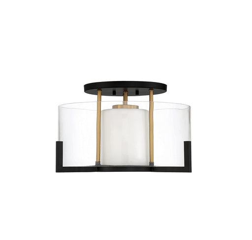 Savoy House 6-1981-1-143 One Light Semi-Flush Mount, Matte Black w/Warm Brass (2)