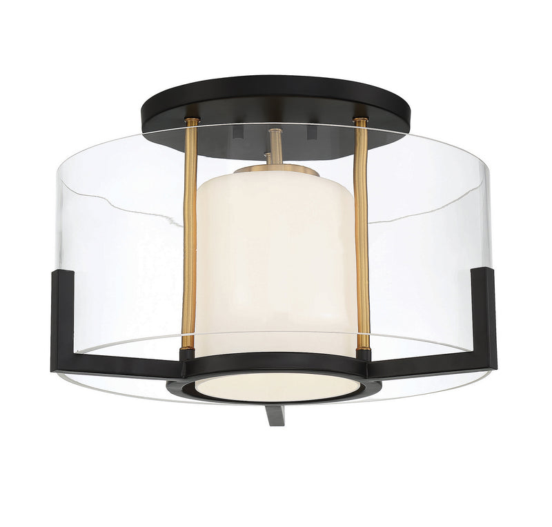Savoy House 6-1981-1-143 One Light Semi-Flush Mount, Matte Black w/Warm Brass (3)