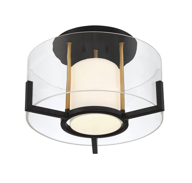 Savoy House 6-1981-1-143 One Light Semi-Flush Mount, Matte Black w/Warm Brass (4)