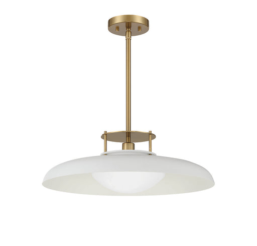 Savoy House 7-1690-1-142 One Light Pendant, White w/Warm Brass (2)