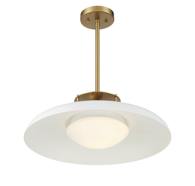 Savoy House 7-1690-1-142 One Light Pendant, White w/Warm Brass (4)