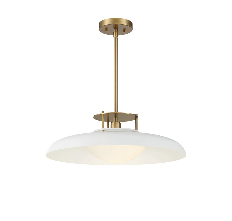 Savoy House 7-1690-1-142 One Light Pendant, White w/Warm Brass (5)