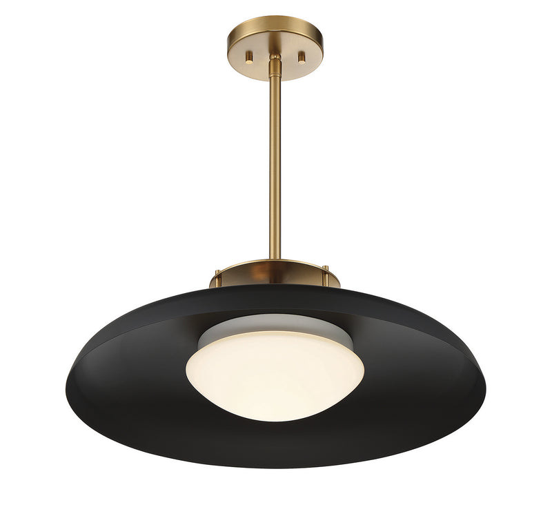 Savoy House 7-1690-1-143 One Light Pendant, Matte Black w/Warm Brass (4)