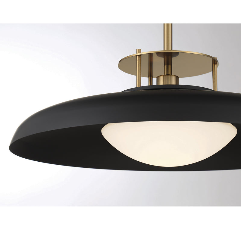 Savoy House 7-1690-1-143 One Light Pendant, Matte Black w/Warm Brass (6)