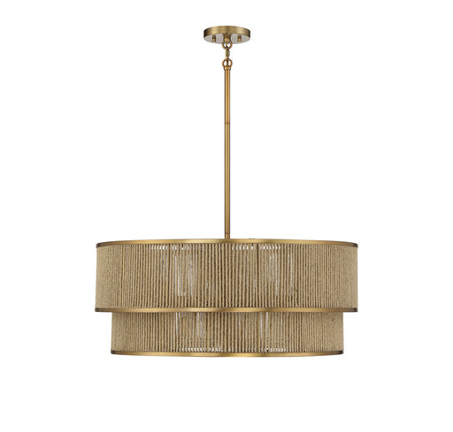 Savoy House 7-1774-6-320 Six Light Pendant, Warm Brass/Rope (2)