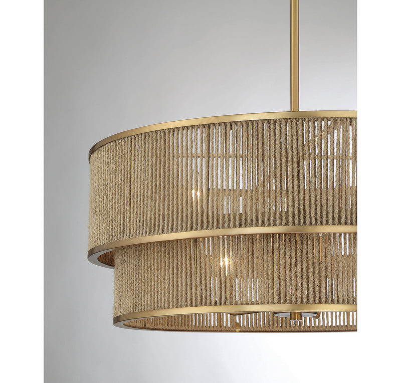 Savoy House 7-1774-6-320 Six Light Pendant, Warm Brass/Rope (5)