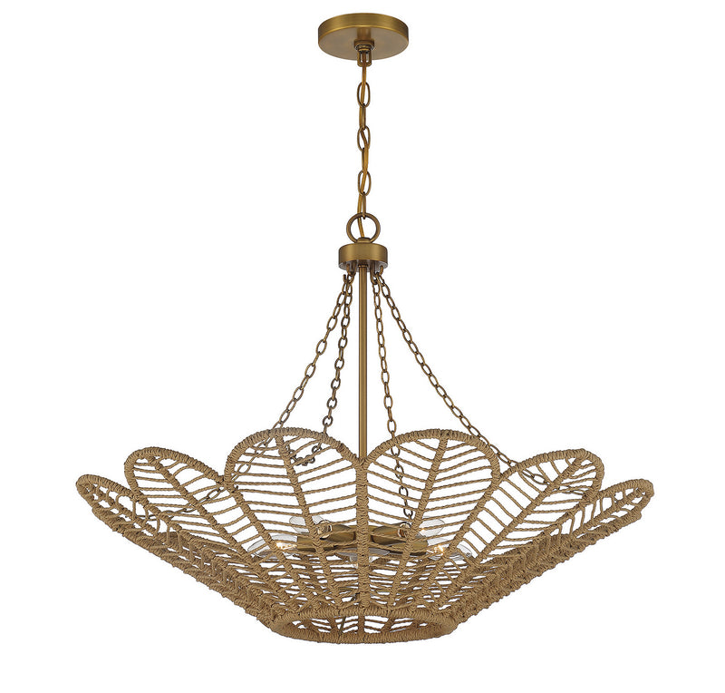Savoy House 7-1825-5-320 Five Light Pendant, Warm Brass/Rope (3)