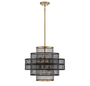 Savoy House 7-1927-6-143 Six Light Pendant, Matte Black w/Warm Brass (2)