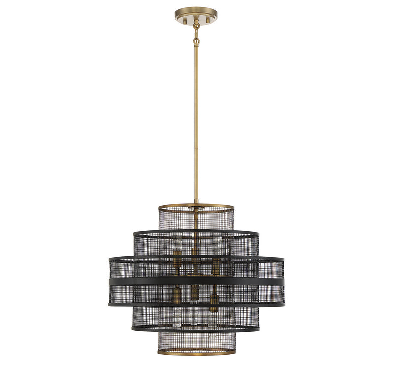 Savoy House 7-1927-6-143 Six Light Pendant, Matte Black w/Warm Brass (2)