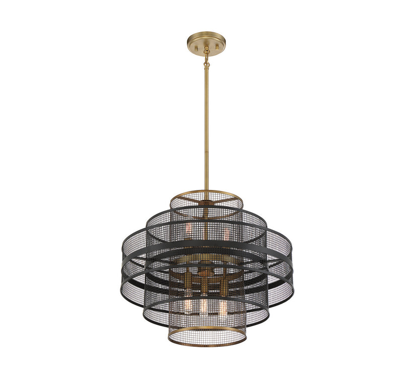 Savoy House 7-1927-6-143 Six Light Pendant, Matte Black w/Warm Brass (4)