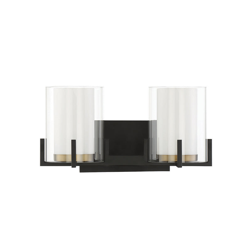 Savoy House 8-1977-2-143 Two Light Bathroom Vanity, Matte Black w/Warm Brass (2)