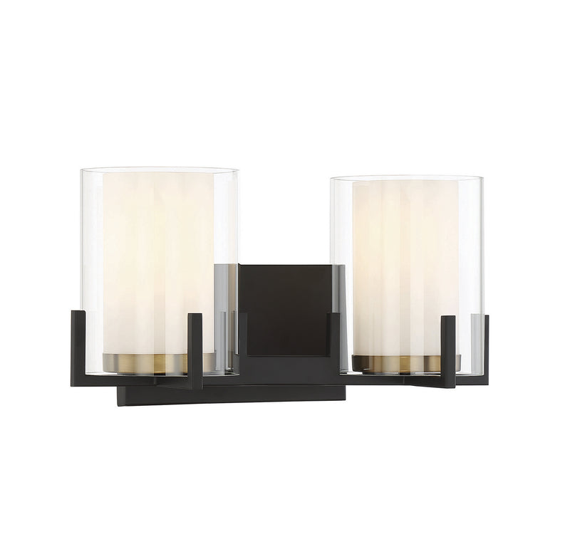 Savoy House 8-1977-2-143 Two Light Bathroom Vanity, Matte Black w/Warm Brass (3)