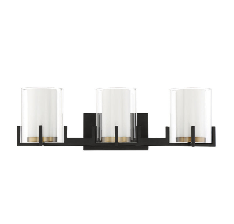 Savoy House 8-1977-3-143 Three Light Bathroom Vanity, Matte Black w/Warm Brass (2)