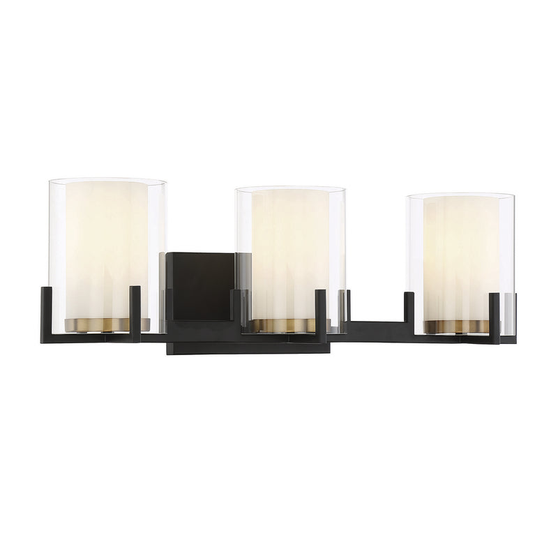 Savoy House 8-1977-3-143 Three Light Bathroom Vanity, Matte Black w/Warm Brass (3)