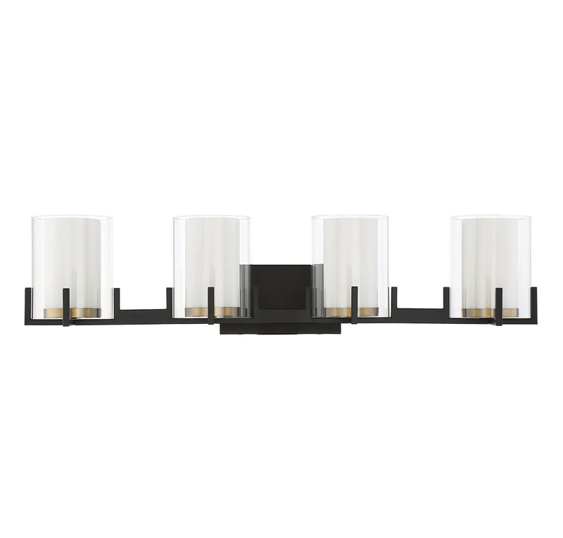 Savoy House 8-1977-4-143 Four Light Bathroom Vanity, Matte Black w/Warm Brass (2)
