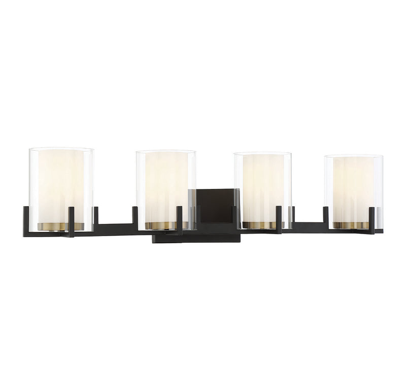 Savoy House 8-1977-4-143 Four Light Bathroom Vanity, Matte Black w/Warm Brass (3)
