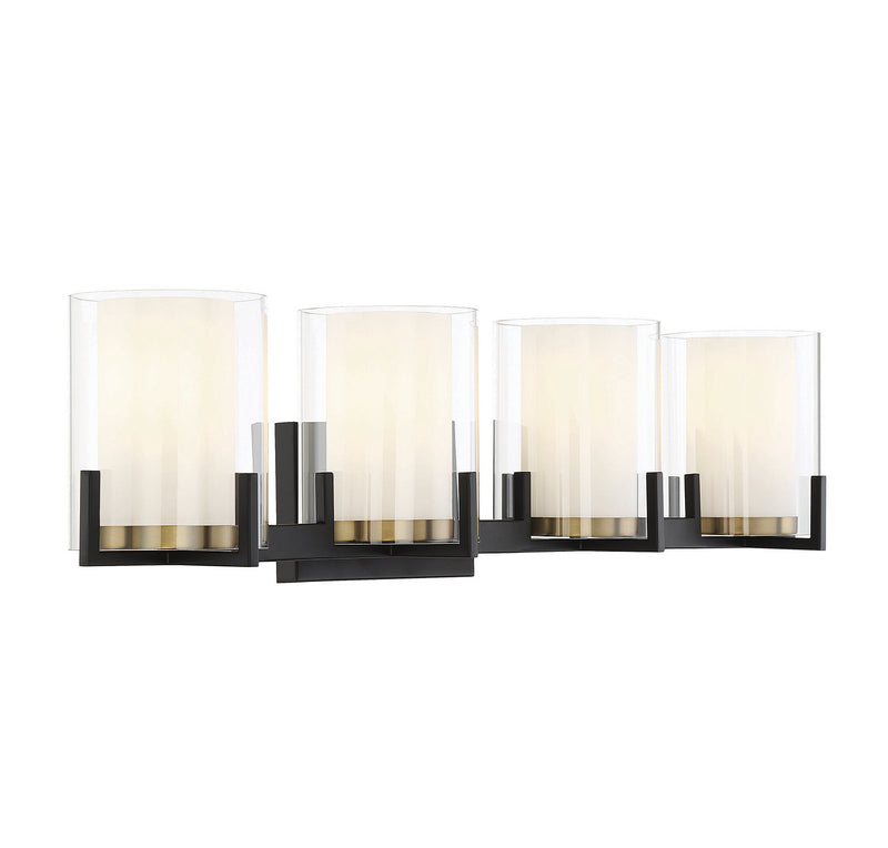 Savoy House 8-1977-4-143 Four Light Bathroom Vanity, Matte Black w/Warm Brass (4)