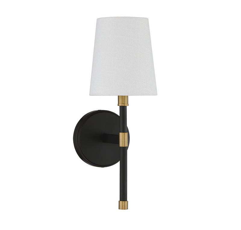 Savoy House 9-1632-1-143 One Light Wall Sconce, Matte Black w/Warm Brass (2)