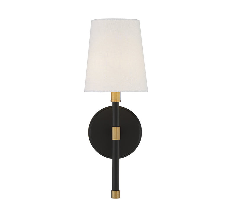 Savoy House 9-1632-1-143 One Light Wall Sconce, Matte Black w/Warm Brass (3)