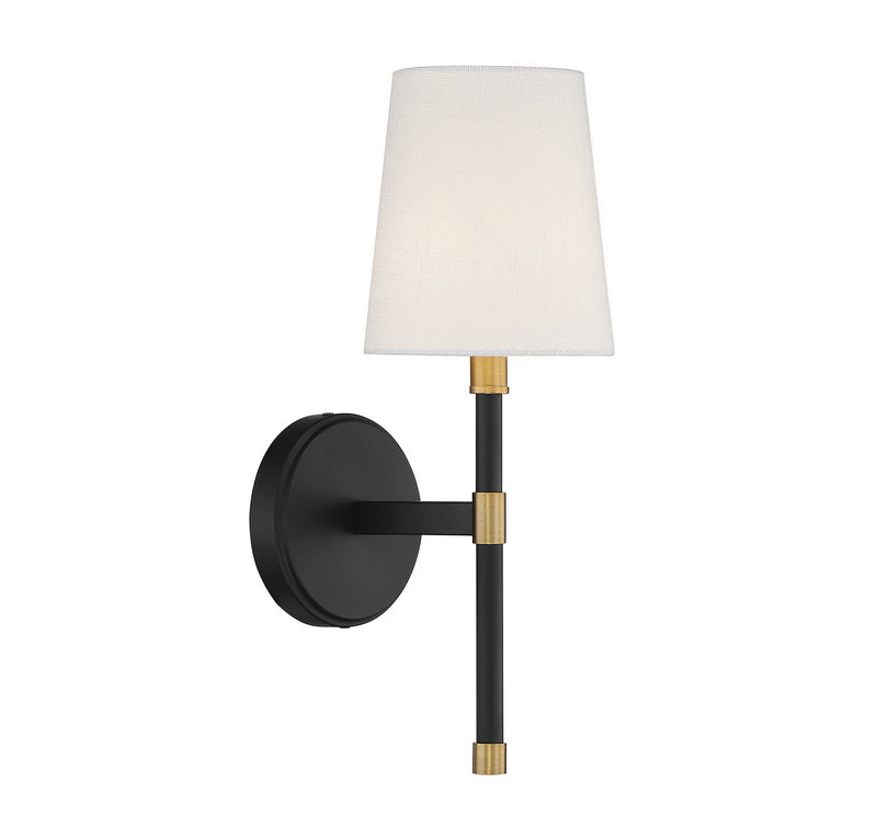 Savoy House 9-1632-1-143 One Light Wall Sconce, Matte Black w/Warm Brass (4)