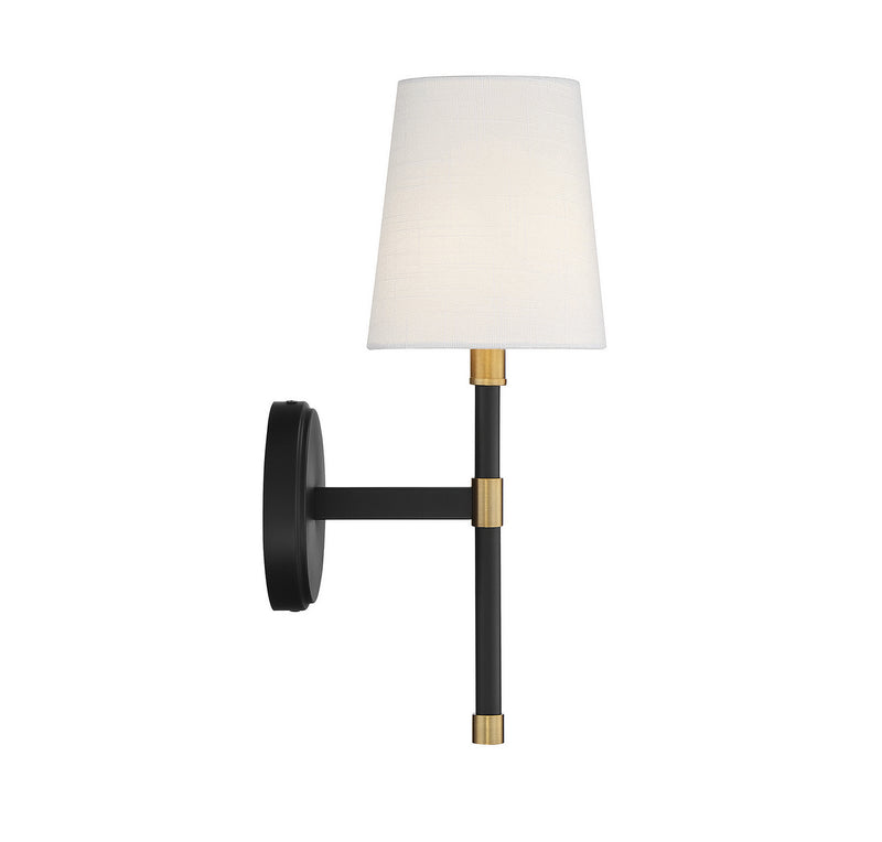 Savoy House 9-1632-1-143 One Light Wall Sconce, Matte Black w/Warm Brass (5)