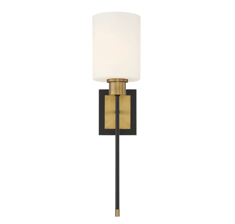Savoy House 9-1645-1-143 One Light Wall Sconce, Matte Black w/Warm Brass (3)