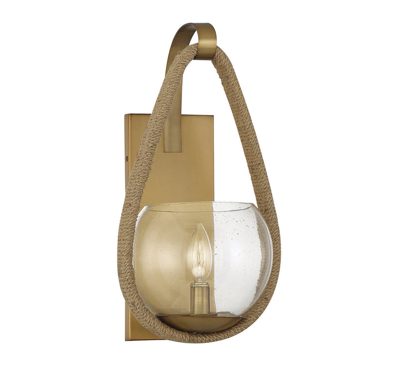 Savoy House 9-1826-1-320 One Light Wall Sconce, Warm Brass/Rope (2)