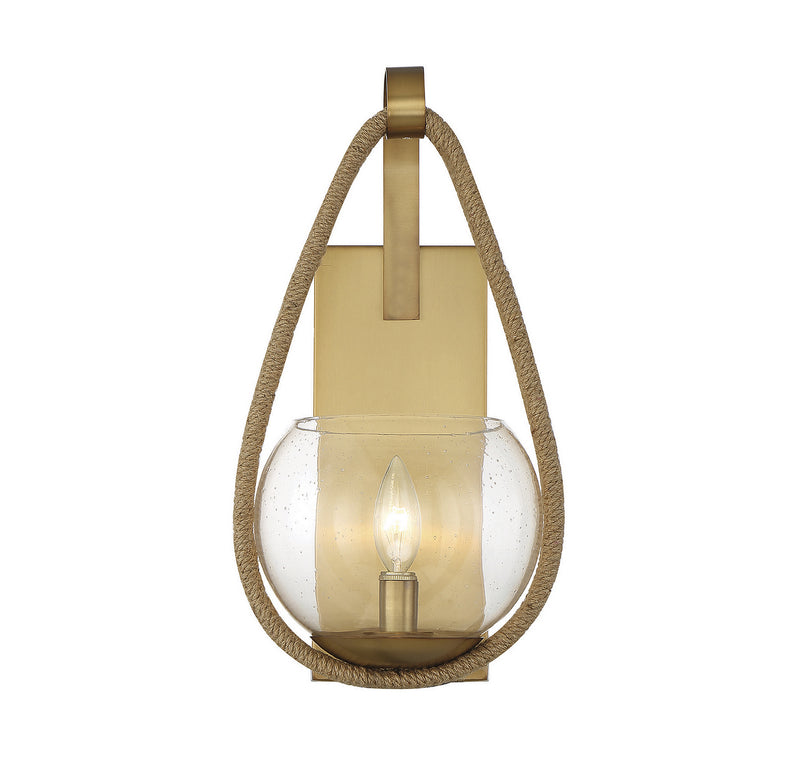 Savoy House 9-1826-1-320 One Light Wall Sconce, Warm Brass/Rope (3)