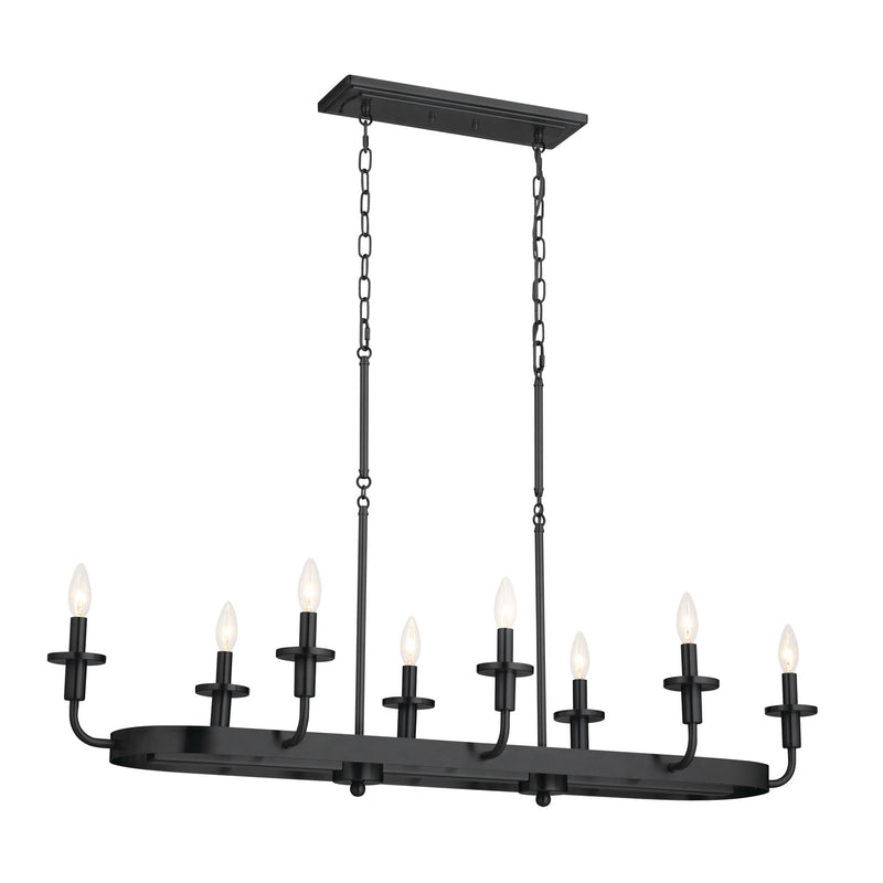 Kichler 52453BKT Eight Light Linear Chandelier, Textured Black (2)