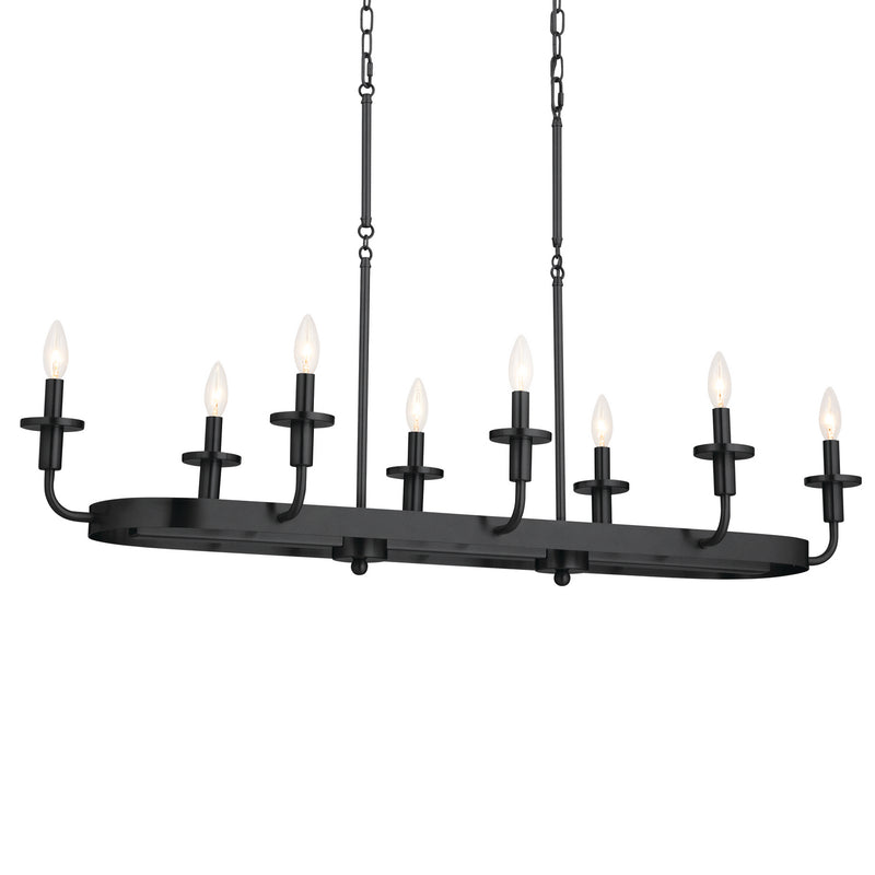 Kichler 52453BKT Eight Light Linear Chandelier, Textured Black (4)