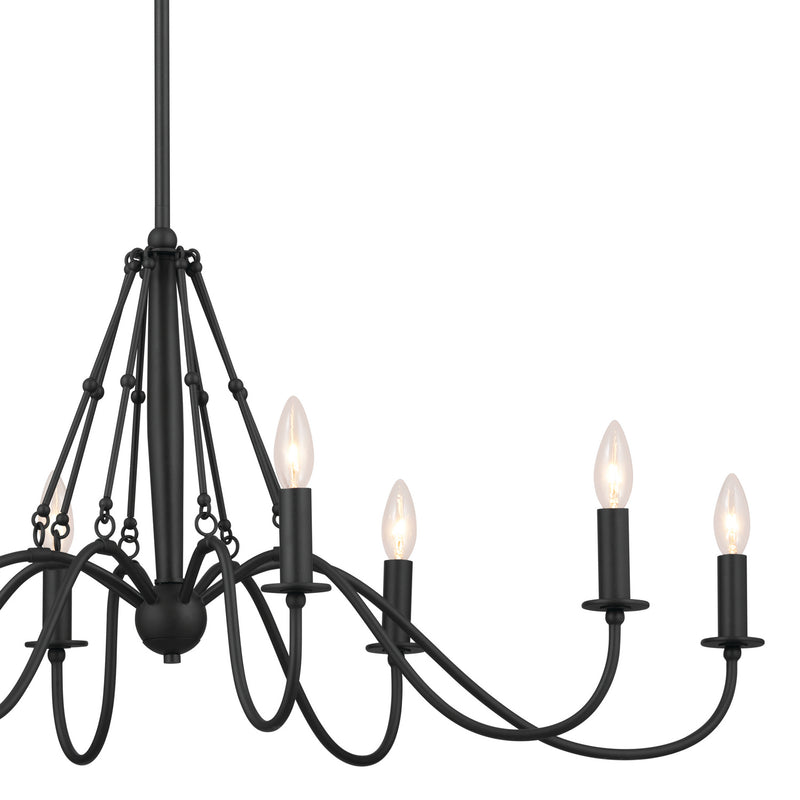 Kichler 52457BKT Eight Light Linear Chandelier, Textured Black (3)