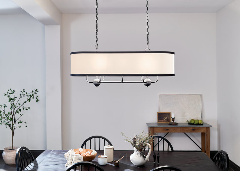 Kichler 52467BKT Eight Light Linear Chandelier, Textured Black (6)