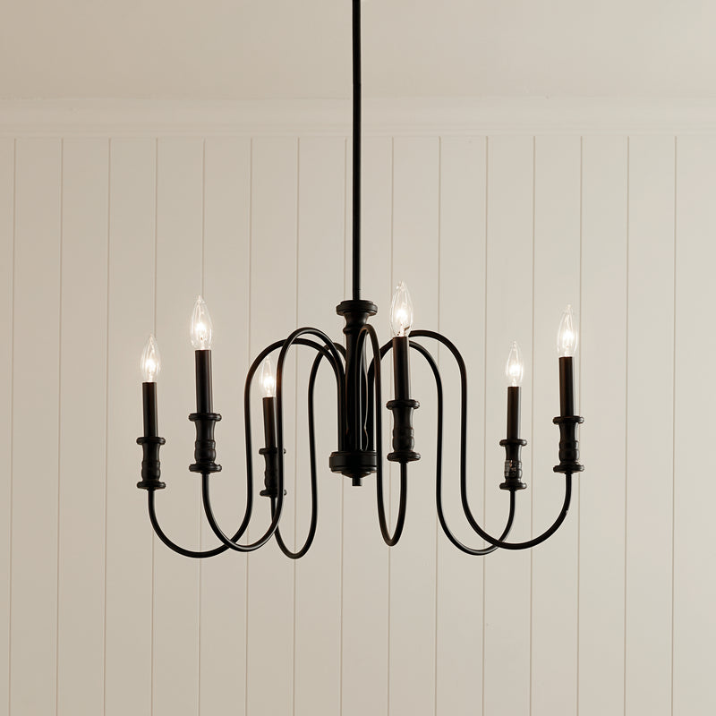 Kichler 52470BK Six Light Chandelier, Black (5)
