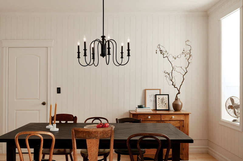 Kichler 52470BK Six Light Chandelier, Black (6)