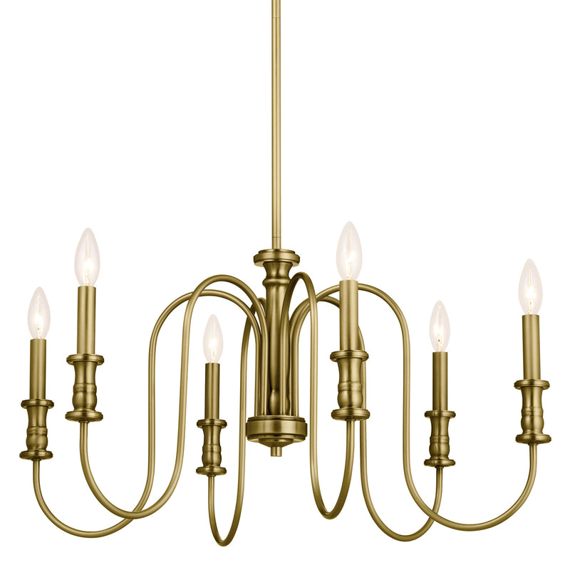 Kichler 52470NBR Six Light Chandelier, Natural Brass (2)