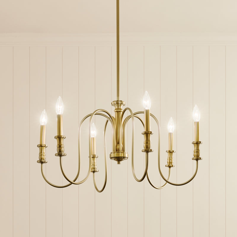 Kichler 52470NBR Six Light Chandelier, Natural Brass (5)