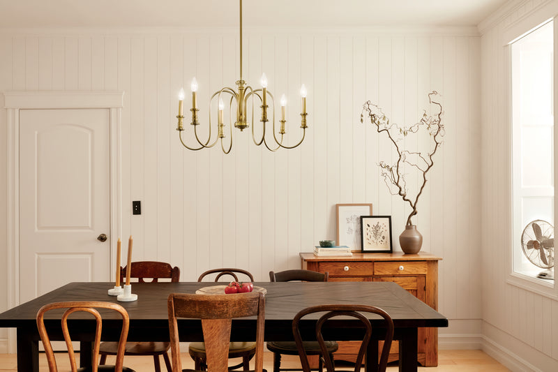Kichler 52470NBR Six Light Chandelier, Natural Brass (6)