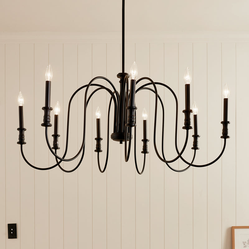 Kichler 52471BK Nine Light Chandelier, Black (6)