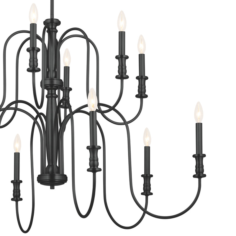 Kichler 52472BK 12 Light Chandelier, Black (3)